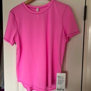 Lululemon NWT size 10 High Neck Run and Train Tee Neon Pink